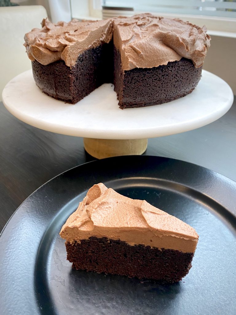 Triple Chocolate Cake with Whipped Ganache Frosting